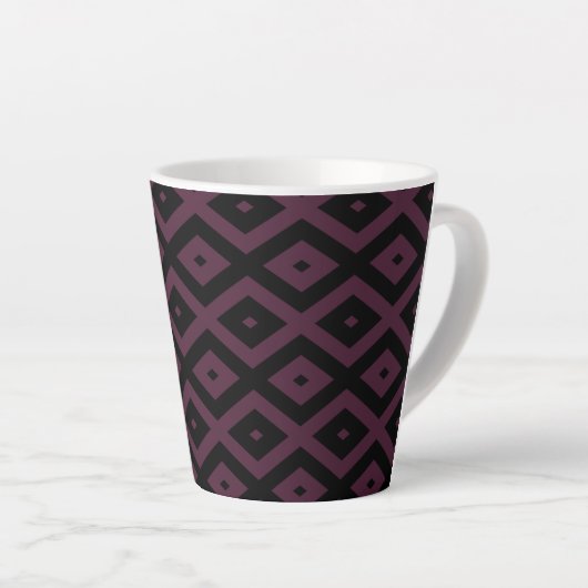 Plum en zwarte diamant patroon latte mok (Rechterhoek)