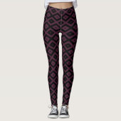 Plum en zwarte diamant patroon leggings (Voorkant)