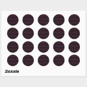 Plum en zwarte diamant patroon ronde sticker (Vel)