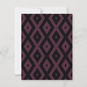 Plum en zwarte diamant patroon RSVP kaartje
