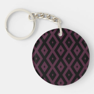 Plum en zwarte diamant patroon sleutelhanger
