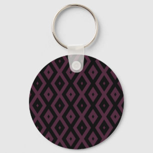 Plum en zwarte diamant patroon sleutelhanger