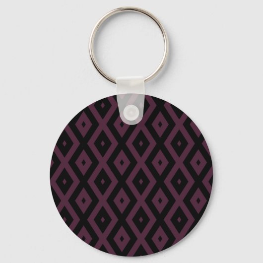 Plum en zwarte diamant patroon sleutelhanger (Voorkant)