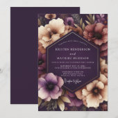 Plum Enchanted Bloom Wedding Kaart (Voorkant / Achterkant)