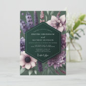 Plum Enchanted Flora Wedding Kaart (Staand voorkant)