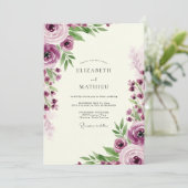 Plum Enchanting Romantic Wedding Kaart (Staand voorkant)