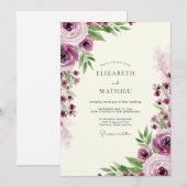 Plum Enchanting Romantic Wedding Kaart (Voorkant / Achterkant)
