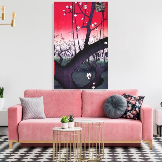 Plum Estate Kameido, Hiroshige Ando Canvas Afdruk (Insitu (Woonkamer))