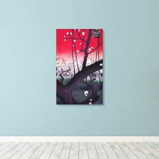 Plum Estate Kameido, Hiroshige Ando Canvas Afdruk (Insitu (Houten vloer))