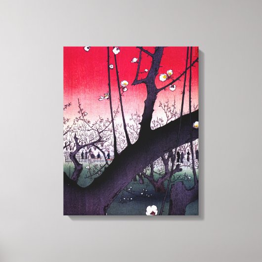 Plum Estate Kameido, Hiroshige Ando Canvas Afdruk (Voorkant)