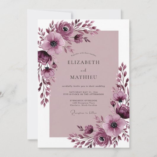 Plum Exquisite Spring Wedding Kaart (Voorkant)