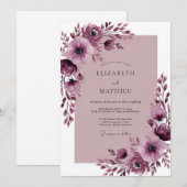 Plum Exquisite Spring Wedding Kaart (Voorkant / Achterkant)