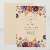 Plum Exuberant Bohemian Wedding Kaart (Voorkant / Achterkant)