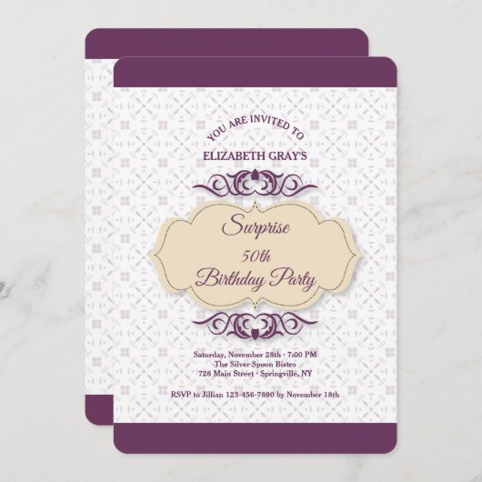 Plum Fantasy Uitnodiging (Voorkant / Achterkant)