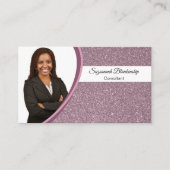Plum Faux Glitter Custom Professional Foto Visitekaartje (Voorkant)