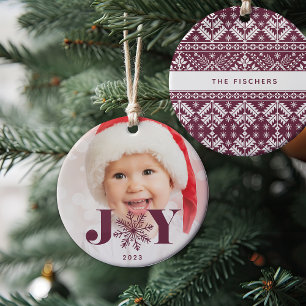 Plum Festive Joy Holiday Foto Keramisch Ornament