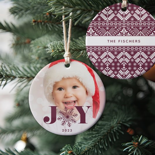 Plum | Festive Joy Holiday Foto Keramisch Ornament