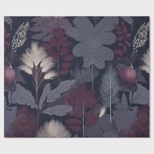 Plum Fig & Pampas Grass Seamless Autumn Cadeaupapier (Vlak)