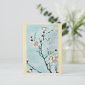Plum filies met bloesems Ukiyo-e. Briefkaart (Staand voorkant)