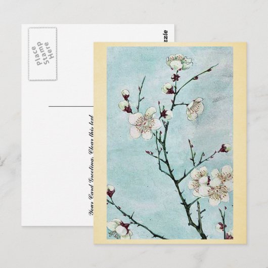 Plum filies met bloesems Ukiyo-e. Briefkaart (Voorkant / Achterkant)