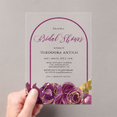 Plum Floral Arch Vrijgezellenfeest Acryl Uitnodigingen (Insitu (Draagbaar))
