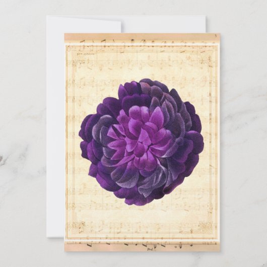 Plum Floral  blad Muziek sparen de Datum Kaart (Achterkant)