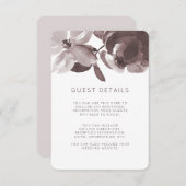 Plum Floral bruiloft gastgegevens Informatiekaartje (Voorkant / Achterkant)