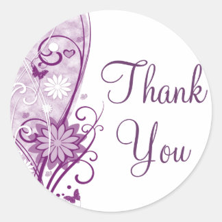 Plum Floral Dank u Sticker/zeehond Ronde Sticker