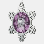 Plum Floral Diamond Heart Snowflake Ornament (Rechts)