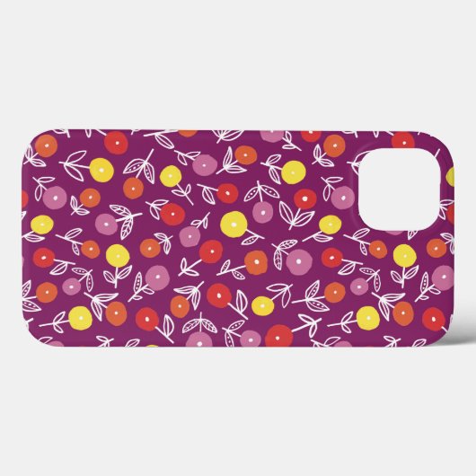 Plum Floral Ditsy iPhone Case (Achterkant (horizontaal))