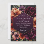 Plum Floral Dusk Wedding Kaart (Voorkant)