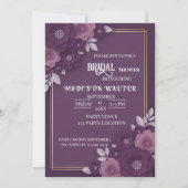 Plum Floral Dusty Rose Wedding Invitation Kaart (Voorkant)