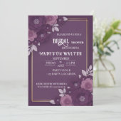 Plum Floral Dusty Rose Wedding Invitation Kaart (Staand voorkant)