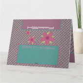 Plum Floral en Blauwgroen Happy Birthday Kaart (Achterkant)