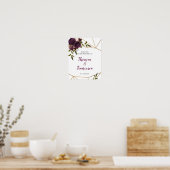 Plum Floral Faux Gold Geometric Welcome Sign 11x14 Poster (Keuken)