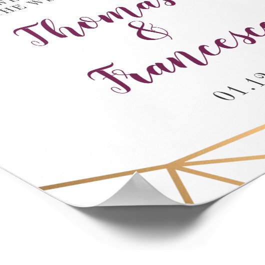 Plum Floral Faux Gold Geometric Welcome Sign 8x10 Poster (Hoek)