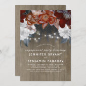 Plum Floral Lights Rustieke verlovingsfeest Kaart (Voorkant / Achterkant)