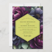 Plum Floral Opulence Wedding Kaart (Voorkant)