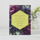 Plum Floral Opulence Wedding Kaart (Staand voorkant)