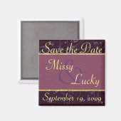 Plum Floral & Paarse lint Save the Date Magnet (Voorkant / Achterkant)
