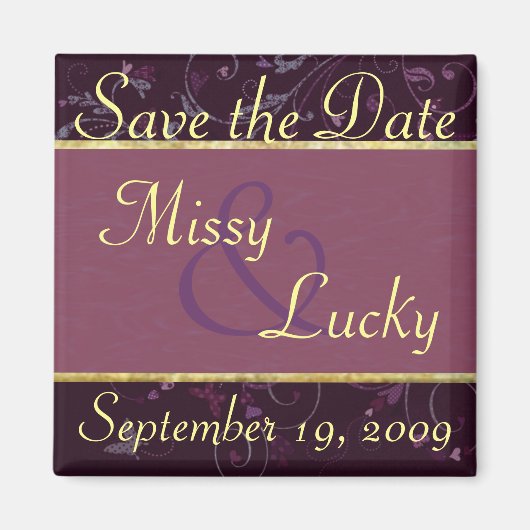 Plum Floral & Paarse lint Save the Date Magnet (Voorkant)