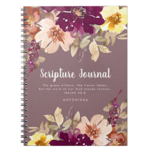 Plum Floral Personalized Scriptjournaal Notitieboek