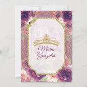 Plum Floral Rozen Mis XV Anos Uitnodiging (Achterkant)