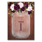 Plum Floral Rustic Wood Mason Jar Wedding Kaart (Achterkant)