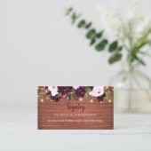 Plum Floral Rustic Wood Wedding Registry Informatiekaartje (Staand voorkant)