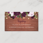Plum Floral Rustic Wood Wedding Registry Informatiekaartje (Voorkant)
