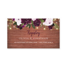 Plum Floral Rustic Wood Wedding Registry