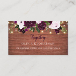 Plum Floral Rustic Wood Wedding Registry Informatiekaartje