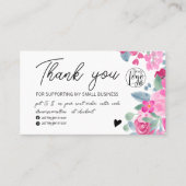 Plum floral script order logo dank u qr visitekaartje (Voorkant)