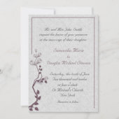 Plum Floral Vine Wedding Kaart (Voorkant)